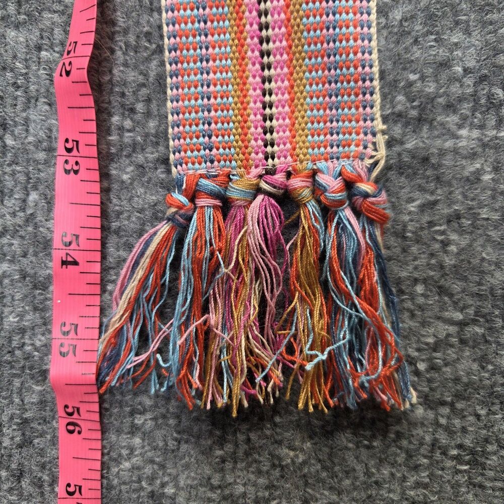 Belt Womens One Size Multicolor Woven Tassel Boho Fabric Oval Buckle Festival - Picture 6 of 6